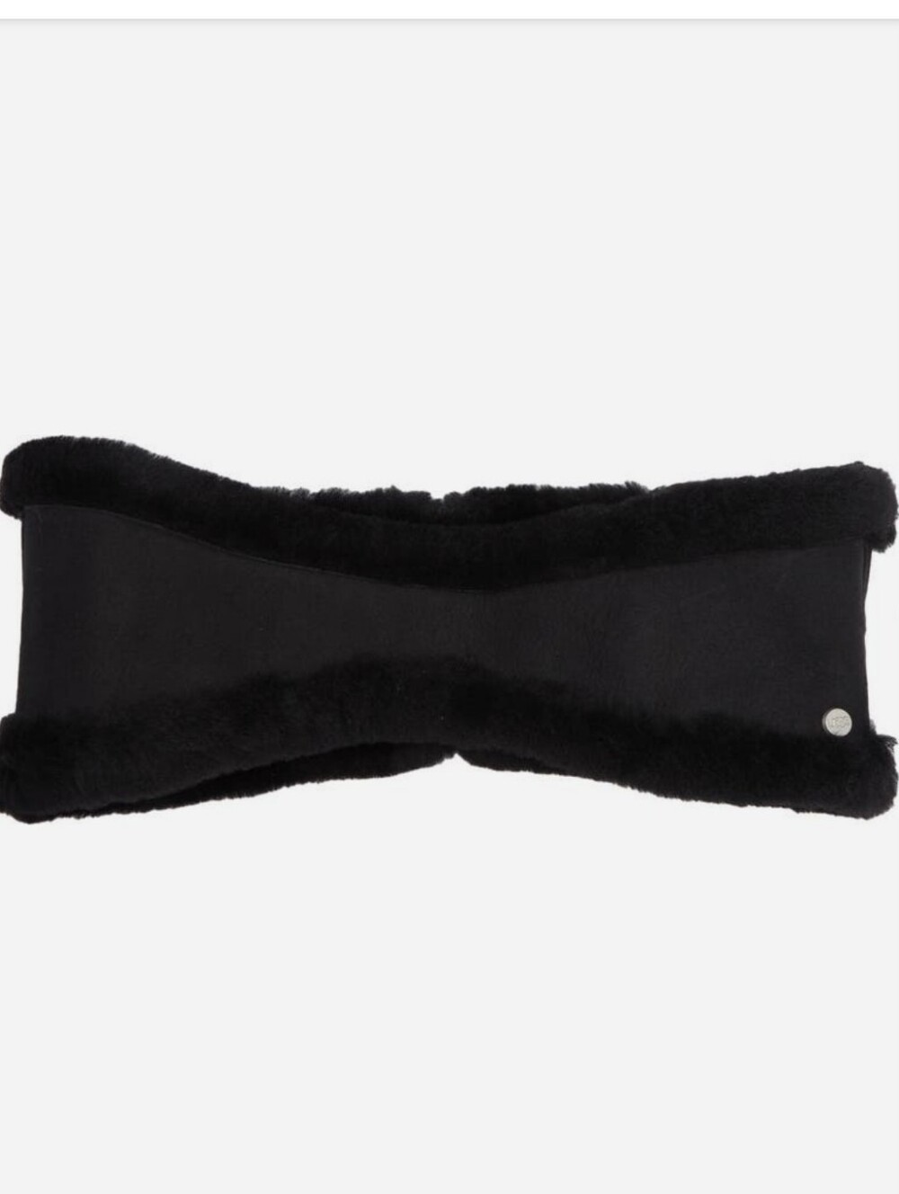 UGG REVERSIBLE GENUINE FUR SHEARLING HEADBAND IN BLACK / SZ:S/M